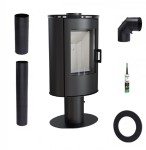 zestaw piec wolnostojący KOZA AB S/N stalowy na nodze + akcesoria