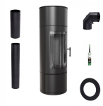 zestaw koza piec wolnostojący Antares czarny + akcesoria