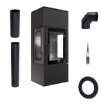 zestaw koza piec wolnostojący Thor View czarny + akcesoria