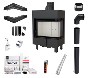 Zestaw Wkład kominkowy Lucy 12 Prawy Slim + akcesoria