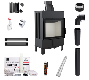 Zestaw Wkład kominkowy Lucy 12 Slim + akcesoria