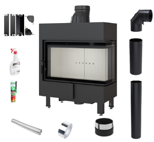 Zestaw Wkład kominkowy Lucy 14 Prawy BS + akcesoria