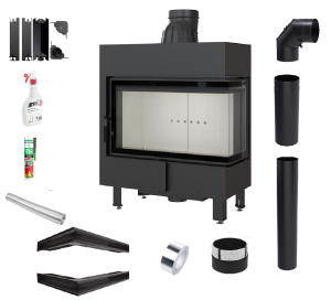 Zestaw Wkład kominkowy Lucy 14 Prawy BS + akcesoria