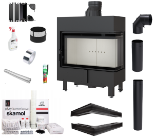 Zestaw Wkład kominkowy Lucy 14 Prawy BS + akcesoria