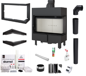 Zestaw Wkład kominkowy Lucy 14 Prawy BS + akcesoria