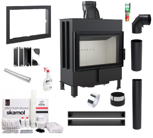 Zestaw Wkład kominkowy Lucy 14 Slim + akcesoria