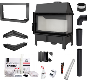 Zestaw Wkład kominkowy Zibi 12 Prawy DECO + akcesoria