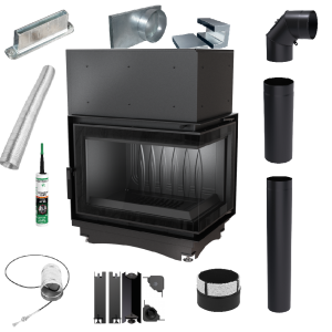 Zestaw: Wkład kominkowy Zuzia 16 Prawy BS DECO +  akcesoria