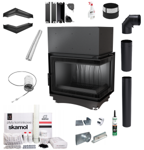 Zestaw: Wkład kominkowy Zuzia 16 Prawy BS DECO +  akcesoria