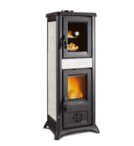 La Nordica GEMMA FORNO.165 CERAMICA 7 kW piec wolnostojący koza z fajerką - kafel biały - Elegance White Infinity
