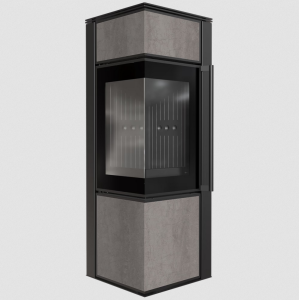 Piec wolnostojący TORA/S 8kw spiek NATURALI PIETRA DI SAVOIA GRIGIA BOCCIARDATA czarne wyłożenie