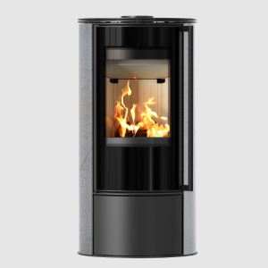 Piec wolnosotojący koza ERIK Ø 150 5,5 kW ozdobna ceramika akumulacyjna GRAY SATIN