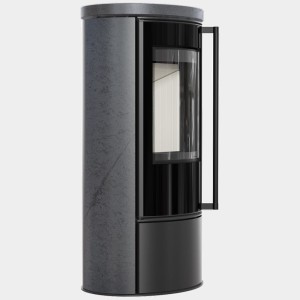 Piec wolnosotojący koza ERIK Ø 150 5,5 kW ozdobna ceramika akumulacyjna GRAFIT SATIN, pokrywa ceramiczna