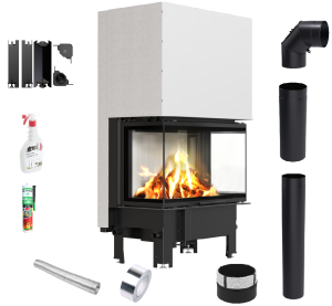 Zestaw wkład kominkowy KRATKI REGNOR 800/400 3-szybowy gilotyna + akcesoria