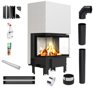 Zestaw wkład kominkowy KRATKI REGNOR 800/400 3-szybowy gilotyna + akcesoria 2