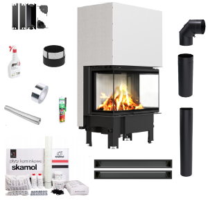 Zestaw wkład kominkowy KRATKI REGNOR 800/400 3-szybowy gilotyna + akcesoria 3