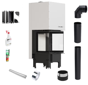 Zestaw wkład kominkowy KRATKI REGNOR 600/400 3-szybowy  gilotyna + akcesoria