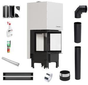 Zestaw wkład kominkowy KRATKI REGNOR 600/400 3-szybowy  gilotyna + akcesoria 2