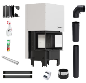 Zestaw wkład kominkowy KRATKI REGNOR 680/280 3-szybowy gilotyna + akcesoria 2