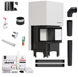 Zestaw wkład kominkowy KRATKI REGNOR 680/280 3-szybowy gilotyna + akcesoria 3