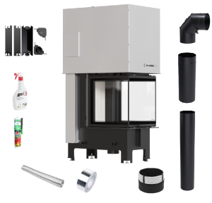 Zestaw wkład kominkowy KRATKI REGNOR 500/500 3-szybowy gilotyna + akcesoria