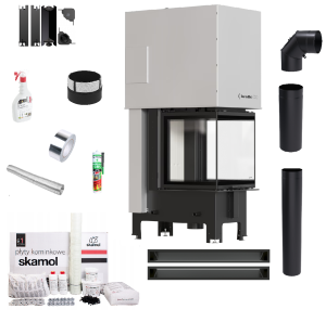 Zestaw wkład kominkowy KRATKI REGNOR 500/500 3-szybowy gilotyna + akcesoria 3