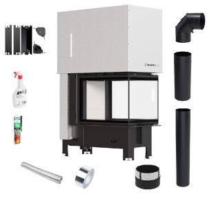 Zestaw wkład kominkowy KRATKI REGNOR 500/700 3-szybowy gilotyna + akcesoria