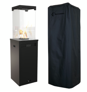 Ogrzewacz Patio SLC Propan Butan czarny zestaw z pokrowcem i kamykami ozdobnymi