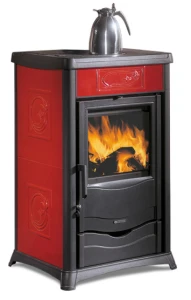 La Nordica TERMOROSSELLA PLUS DSA.16 CERAMICA 11,1 kW piec wolnostojący z płaszczem wodnym PW koza bordowy kafel 